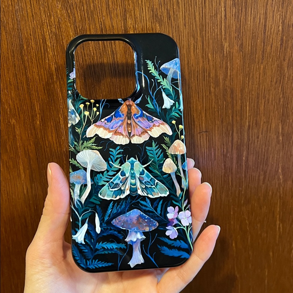 iPhone 16 pro case with Luna moths and mushrooms 🍄